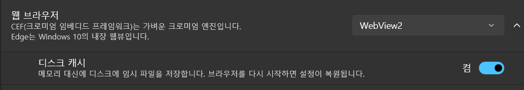 디스크 캐시 활성화